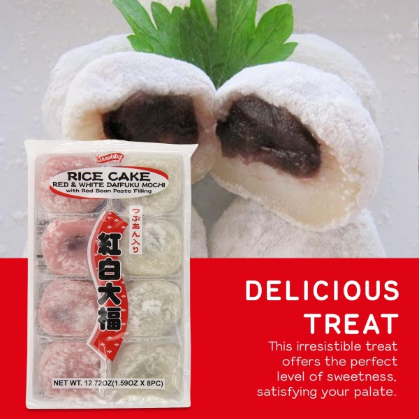 Shirakiku Red and White Daifuku Mochi Rice Cake - Image 3