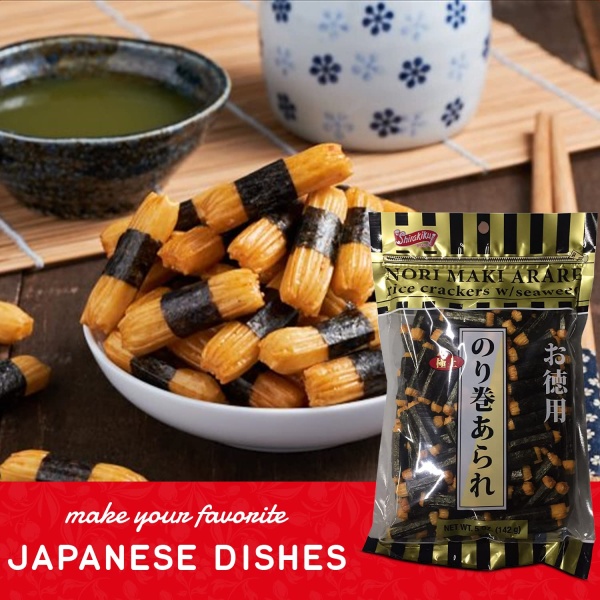 Norimaki Arare Mate Rice Cracker with seaweed 5 oz - Image 3