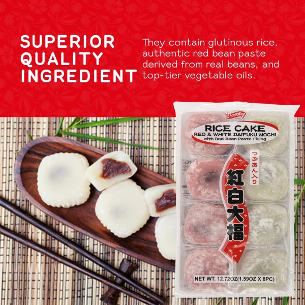 Shirakiku Red and White Daifuku Mochi Rice Cake - Image 5